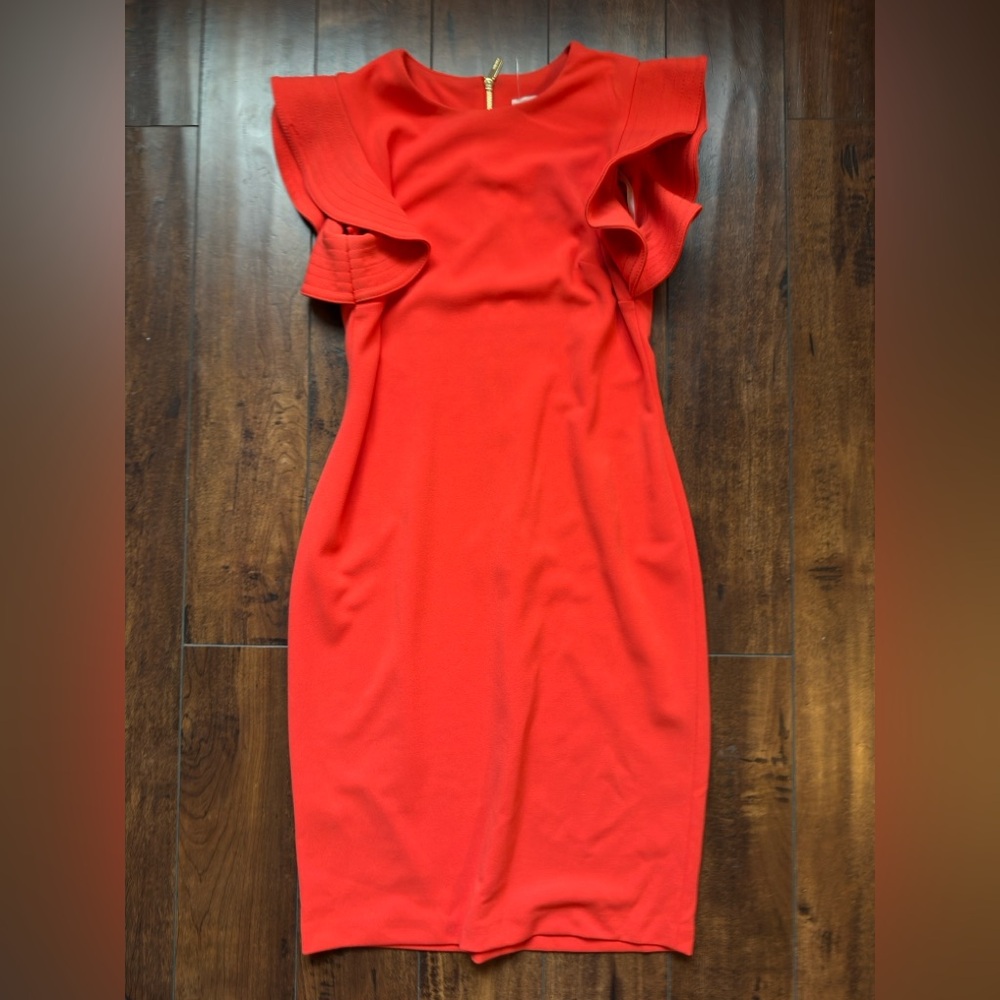 Calvin Klein One Shoulder Red Dress